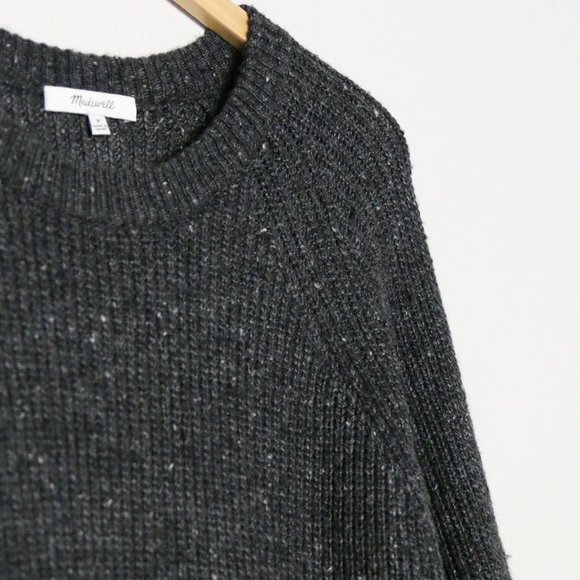 Madewell Curved Hem Sweater Dress M Wool Blend Long Sleeve Donegal Thunder Gray - Picture 6 of 14
